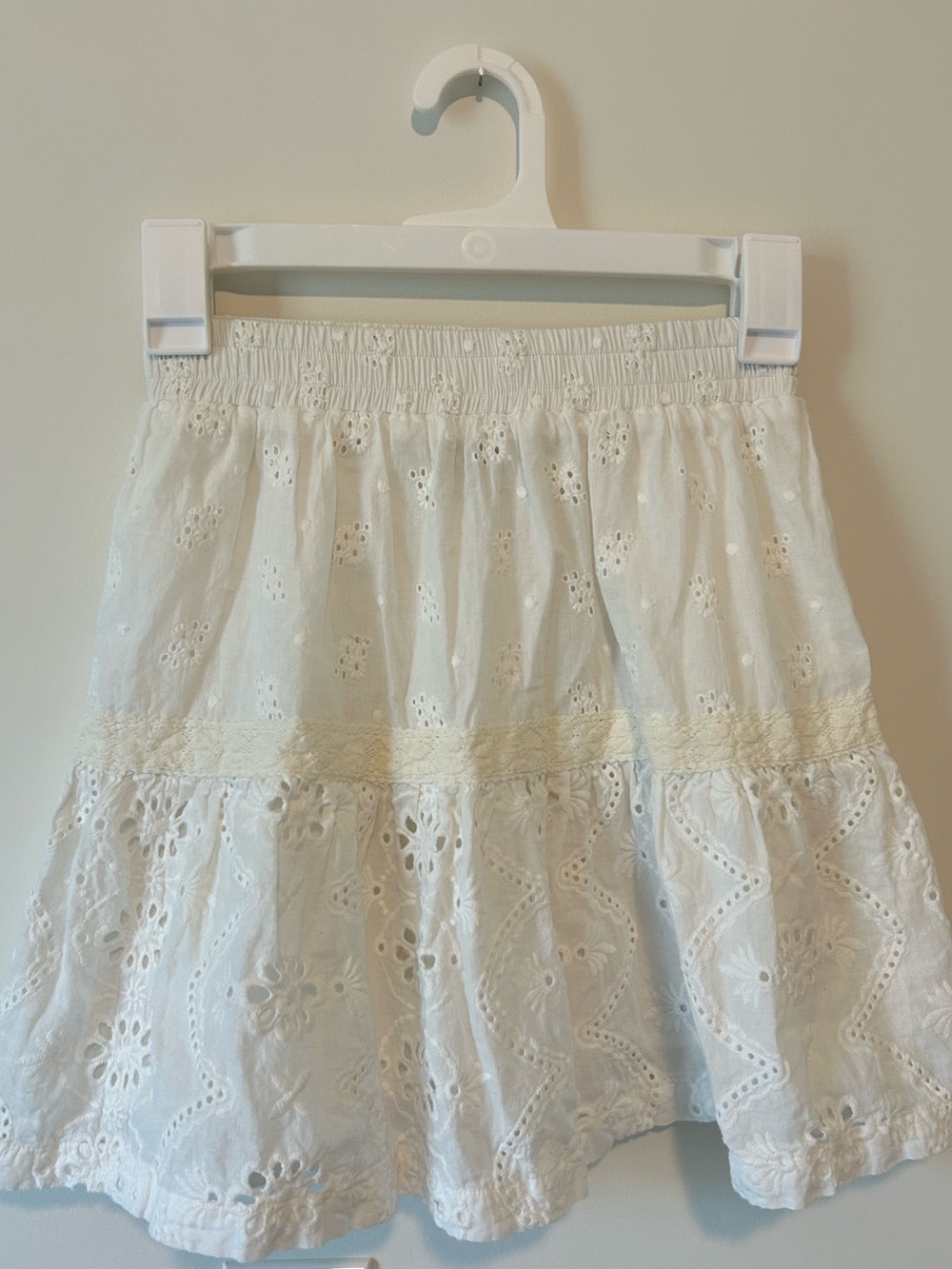 Princess Polly White Eyelet Lace A-Line Short Skirt Pull-On Elastic Waist 2